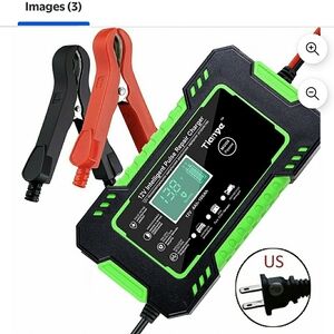 12V Intelligent Pulse Repair Battery Charger - Black & Green